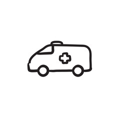 Ambulance car sketch icon.