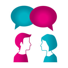 couple with speech bubble vector illustration design