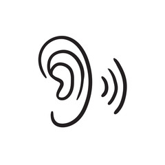 Human ear sketch icon.
