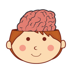 kid with brain character vector illustration design