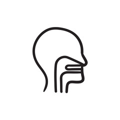 Human head with ear, nose, throat sketch icon.