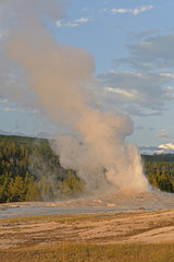 Sunset on an Erupting Geyser