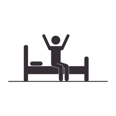 person silhouette in bed icon vector illustration design