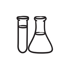 Test tubes sketch icon.
