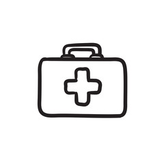 First aid kit sketch icon.