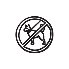 No dog sign sketch icon.
