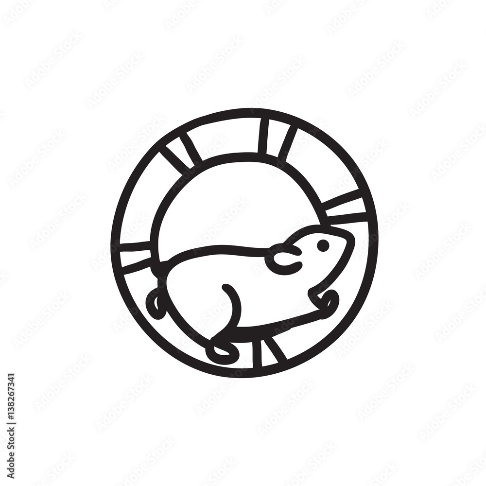 Canvas Prints hamster running in the wheel sketch icon.