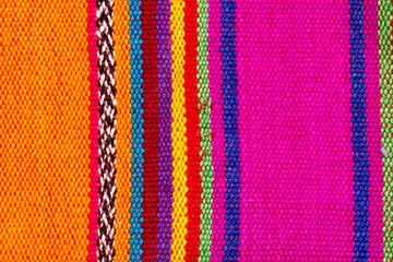 Poster Stof Colorful indian textile in colorful stripes