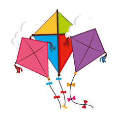 cute kite flying icon vector illustration design