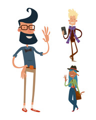 creative team people hipster business landing page website profile design studio designer art-director character set collection vector illustration