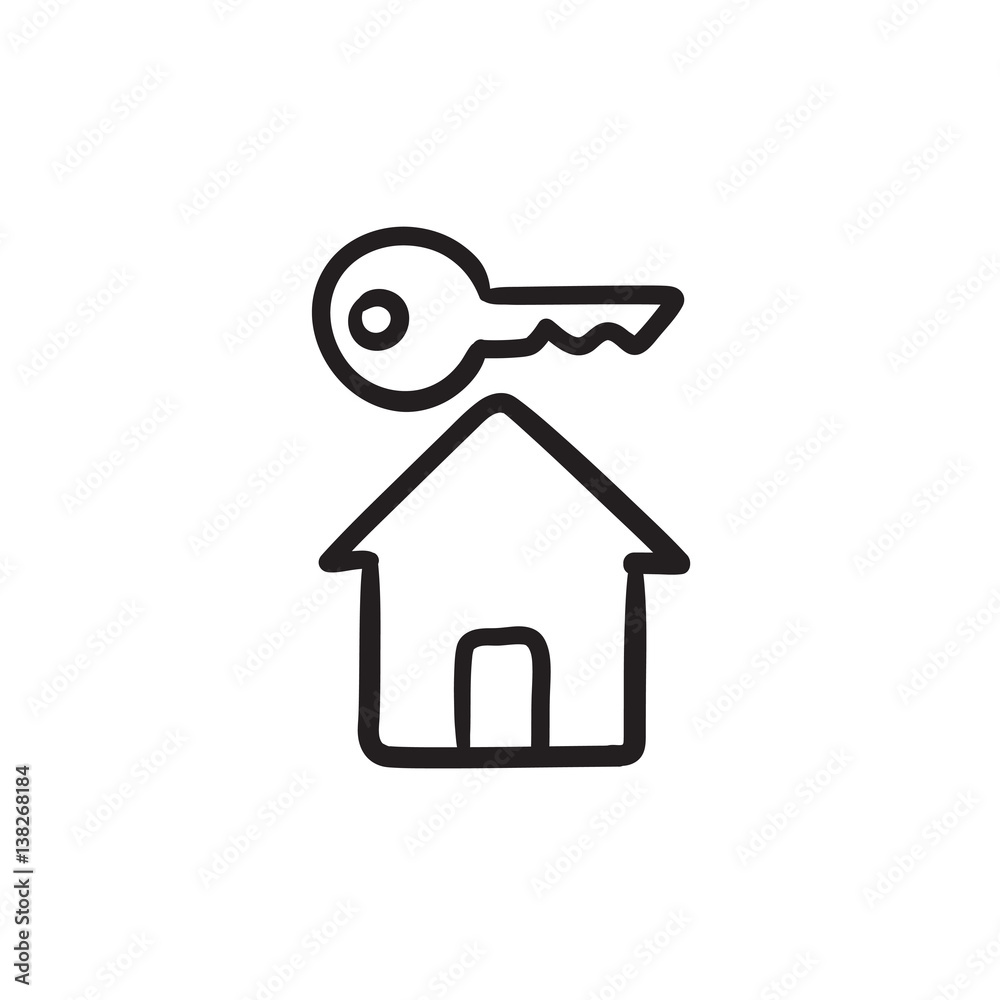 Wall mural Key for house sketch icon.