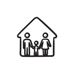 Family house sketch icon.