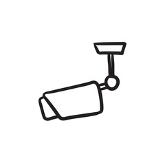Outdoor surveillance camera sketch icon.