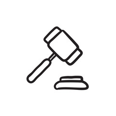 Auction gavel sketch icon.