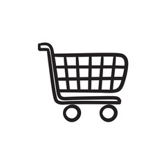 Shopping cart sketch icon.