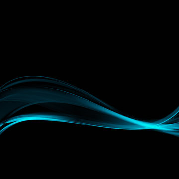 Abstract blue waves on black background