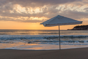 Amazing Sunrise Panorama from Beach of town of Tsarevo, Burgas Region, Bulgaria