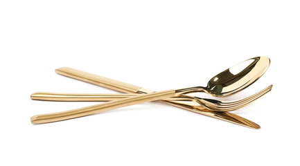 Knife, fork and spoon composition isolated