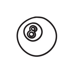 Billiard ball sketch icon.
