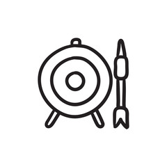 Target board and arrow sketch icon.
