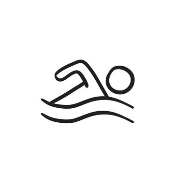 Swimmer sketch icon.