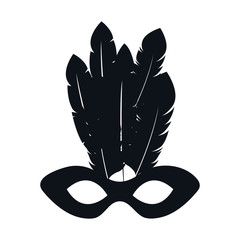 black silhouette mardi gras mask with feathers vector illustration © Gstudio