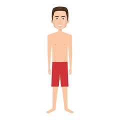 Fototapeta premium cartoon fit man with sweatpants clothes vector illustration