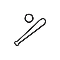 Baseball bat and ball sketch icon.