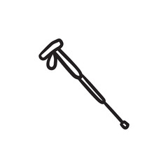 Hiking pole sketch icon.