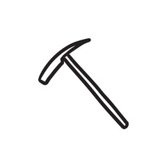 Ice pickaxe sketch icon.