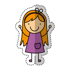 little girl drawing isolated icon vector illustration design
