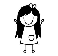 little girl drawing isolated icon vector illustration design