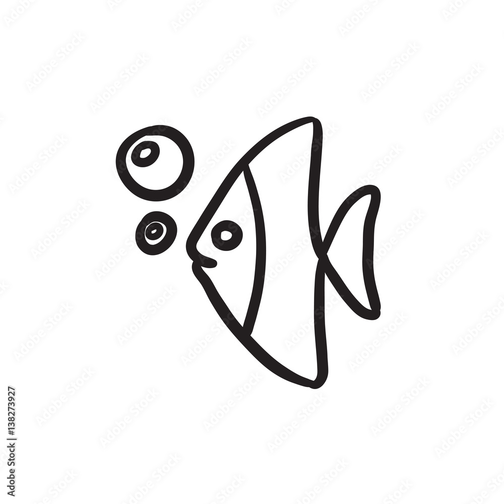 Wall mural Fish under water sketch icon.