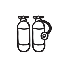 Oxygen tank sketch icon.