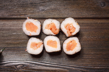 seafood wrapped in rice, traditional Japanese food