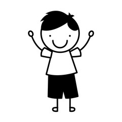 little boy drawing isolated icon vector illustration design