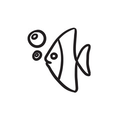 Fish under water sketch icon.