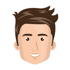 colorful silhouette front view man face vector illustration