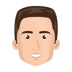 colorful silhouette front view guy young face vector illustration