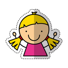 little girl drawing isolated icon vector illustration design