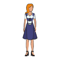 woman in typical bavarian costume german culture icon image vector illustration design 