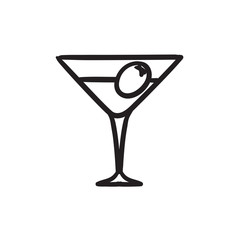 Cocktail glass sketch icon.