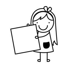 little girl drawing isolated icon vector illustration design