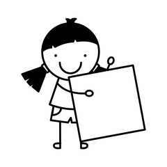 little girl drawing isolated icon vector illustration design