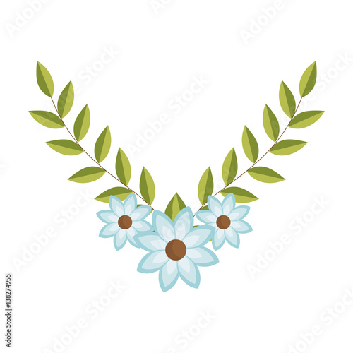 Download "arch of leaves with blue flowers vector illustration ...