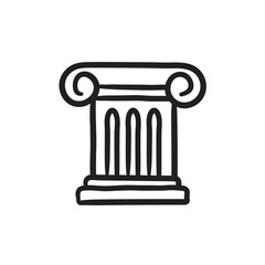 Ancient column sketch icon.