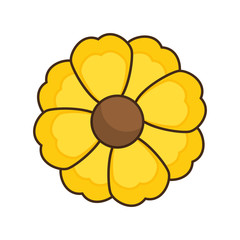 yellow silhouette figure flower icon floral vector illustration