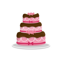 Delicious birthday cake icon vector illustration graphic design