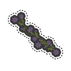 sticker creeper with violet flowers floral design vector illustration