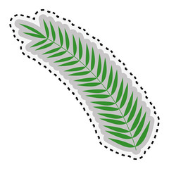 sticker green leaf Silhouette with ramifications vector illustration